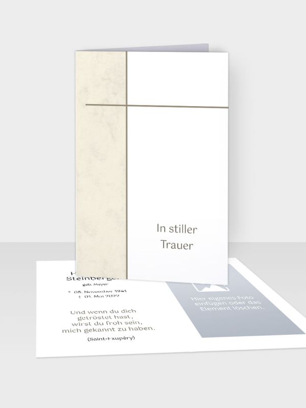 Erinnerungsbild - Kleinere Klappkarte mit Trauerbild/Sterbebildchen (74 x 105 mm) | Motiv Marmor | EB_065
