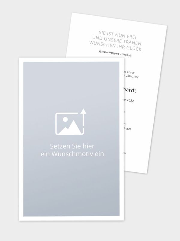 Erinnerungsbild - Karte mit Trauerbild/Sterbebildchen (148 x 105 mm, Din A6) | Freies Design | EB_2H_100