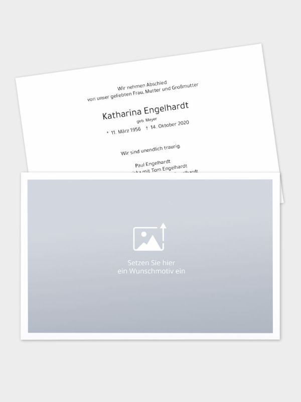 Erinnerungsbild - Karte mit Trauerbild/Sterbebildchen (148 x 105 mm, Din A6) | Freies Design | EB_2Q_100