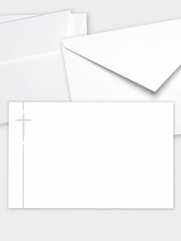 Umschlag im klassischen Format (191 x 120 mm) | Auswahl: Papiersorte, gerade Klappe/Haftklebung oder Spitzklappe/Nassklebung | Adresseindruck und Lettershop möglich | Trauerlinie (mit Kreuz) | TUKV_005