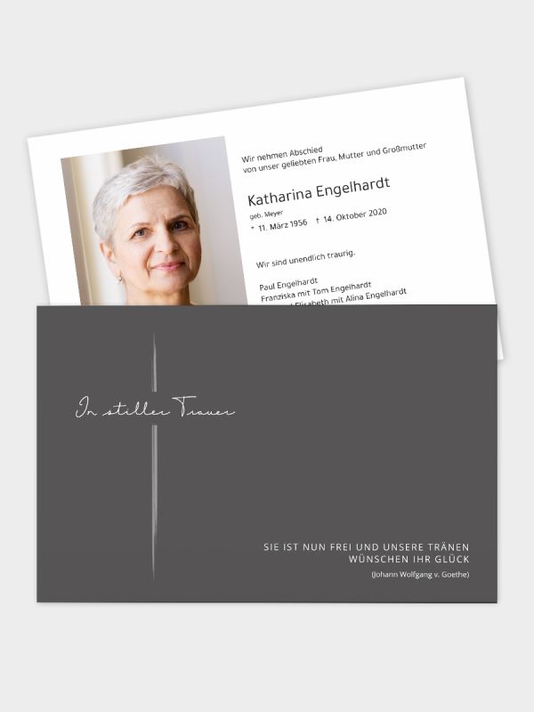 Trauerkarte im klassischen Querformat | Motiv Pinselstrich | TKK_2Q_018