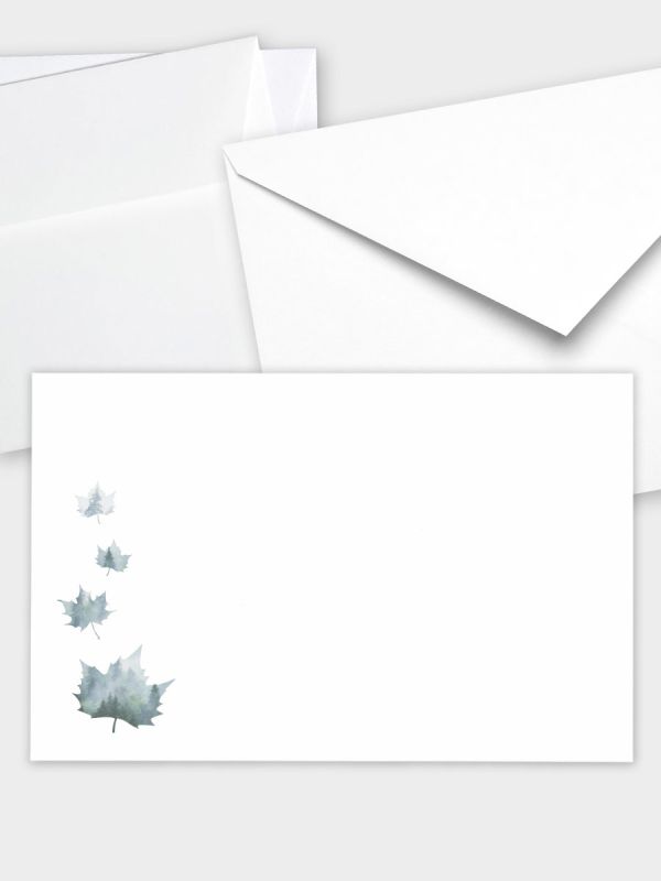 Umschlag im klassischen Format (185 x 120 mm) | Auswahl: Papiersorte, gerade Klappe/Haftklebung oder Spitzklappe/Nassklebung | Adresseindruck und Lettershop möglich | Motiv Nebelblatt | TUK_001