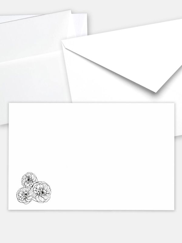 Umschlag im klassischen Format (191 x 120 mm) | Auswahl: Papiersorte, gerade Klappe/Haftklebung oder Spitzklappe/Nassklebung | Adresseindruck und Lettershop möglich | Motiv Nelken | TUK_006