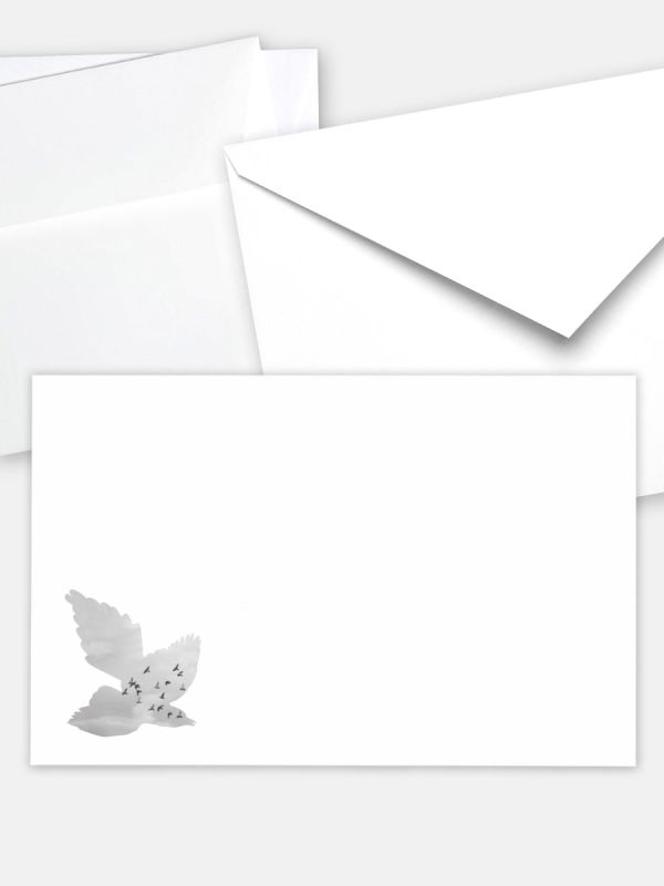 Umschlag im klassischen Format (191 x 120 mm) | Auswahl: Papiersorte, gerade Klappe/Haftklebung oder Spitzklappe/Nassklebung | Adresseindruck und Lettershop möglich | Motiv Vogelschwarm | TUK_008