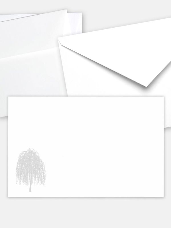 Umschlag im klassischen Format (191 x 120 mm) | Auswahl: Papiersorte, gerade Klappe/Haftklebung oder Spitzklappe/Nassklebung | Adresseindruck und Lettershop möglich | Motiv Trauerweide | TUK_020