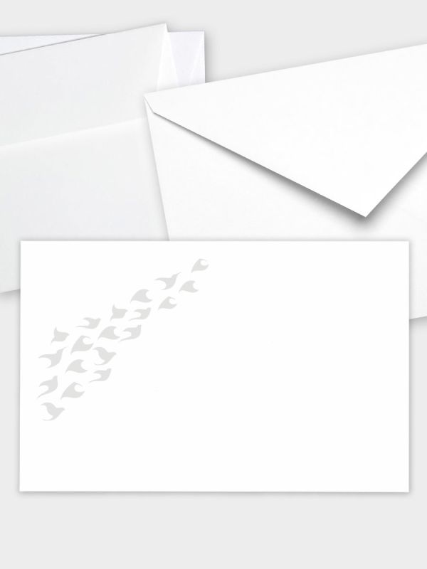 Umschlag im klassischen Format (191 x 120 mm) | Auswahl: Papiersorte, gerade Klappe/Haftklebung oder Spitzklappe/Nassklebung | Adresseindruck und Lettershop möglich | Motiv Himmel mit Vogelfries | TUK_024