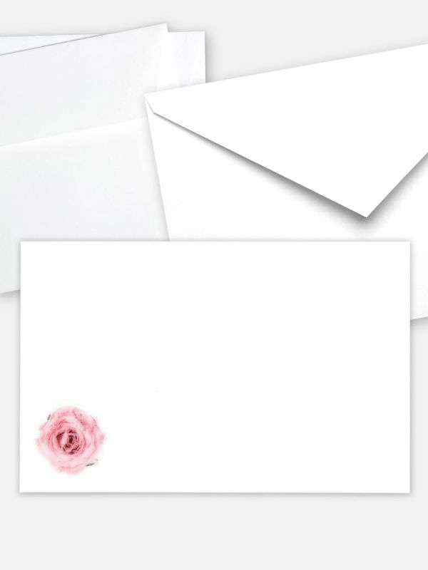 Umschlag im klassischen Format (191 x 120 mm) | Auswahl: Papiersorte, gerade Klappe/Haftklebung oder Spitzklappe/Nassklebung | Adresseindruck und Lettershop möglich | Motiv Rose Aquarell | TUK_025