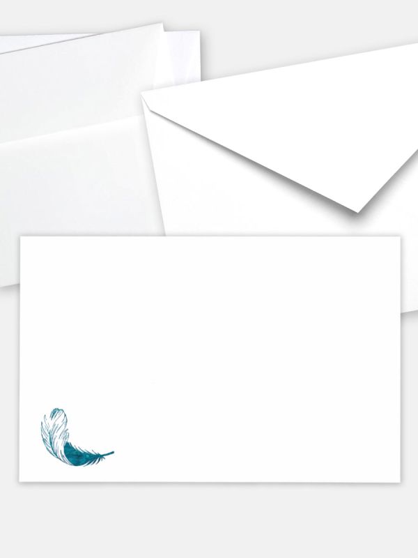 Umschlag im klassischen Format (191 x 120 mm) | Auswahl: Papiersorte, gerade Klappe/Haftklebung oder Spitzklappe/Nassklebung | Adresseindruck und Lettershop möglich | Motiv Rose Federn | TUK_035