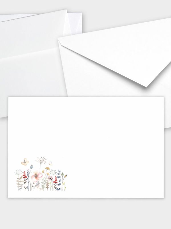 Umschlag im klassischen Format (191 x 120 mm) | Auswahl: Papiersorte, gerade Klappe/Haftklebung oder Spitzklappe/Nassklebung | Adresseindruck und Lettershop möglich | Motiv Aquarell Blumenwiese | TUK_078