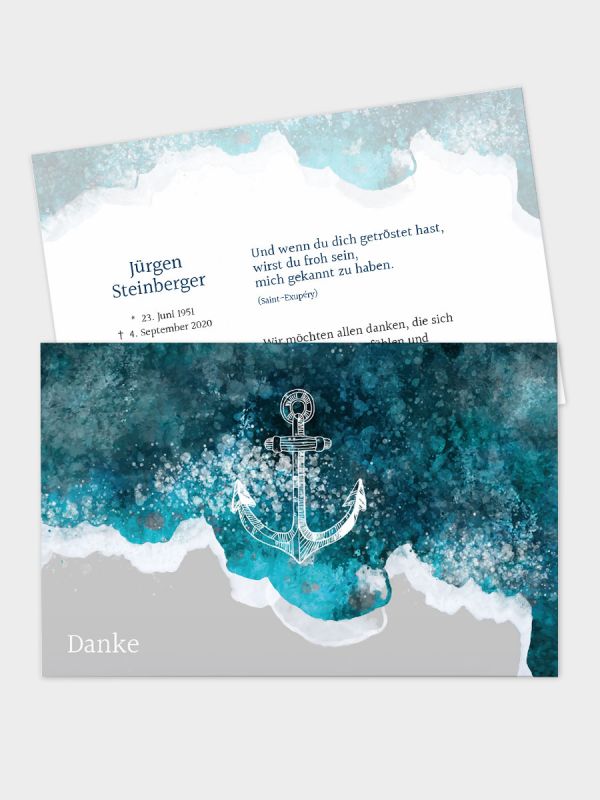 2-seitige Danksagungskarte im klassischen Querformat (178 x 115 mm) | Motiv Meeresrauschen | DKK_2Q_033