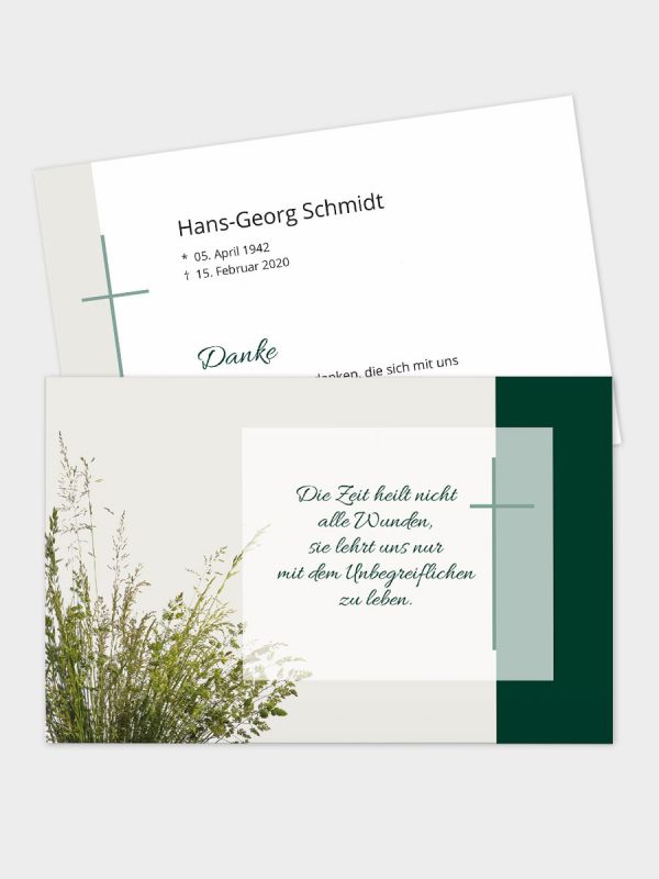 2-seitige Danksagungskarte im klassischen Querformat (178 x 115 mm) | Motiv Gräser (gebündelt) | DKK_2Q_036