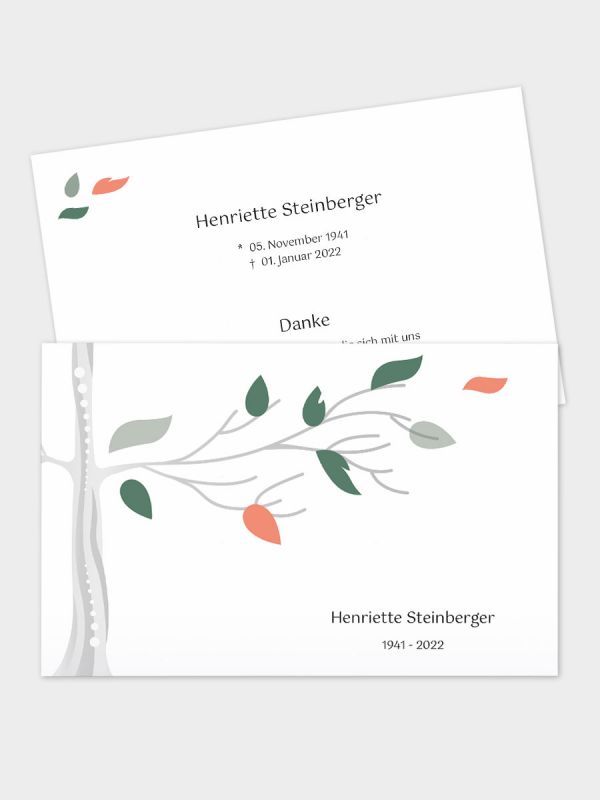 2-seitige Danksagungskarte im klassischen Querformat (178 x 115 mm) | Motiv Blätterspiel | DKK_2Q_049