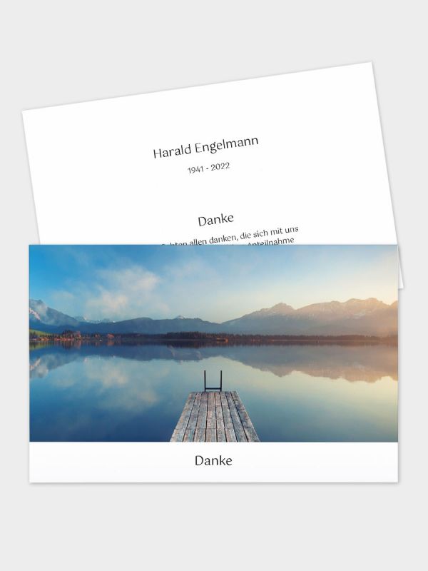 2-seitige Danksagungskarte im klassischen Querformat (178 x 115 mm) | Motiv Bergsee | DKK_2Q_052