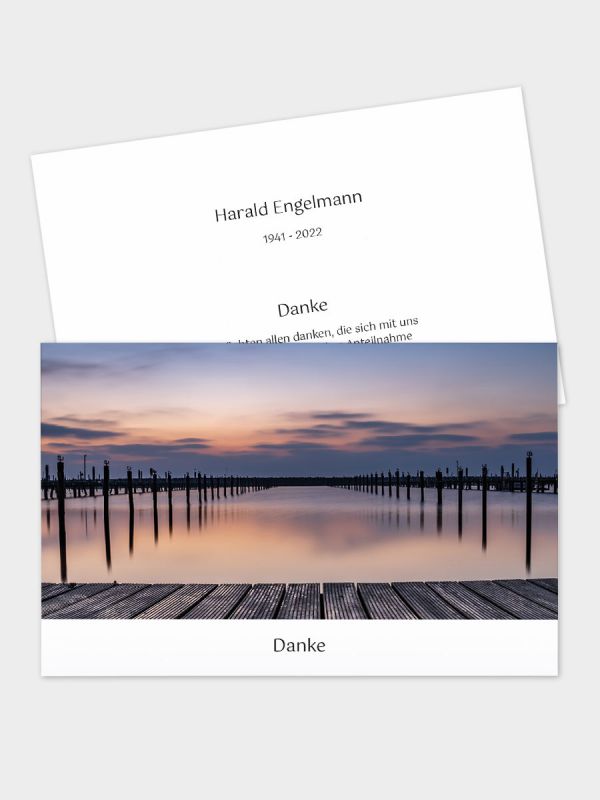 2-seitige Danksagungskarte im klassischen Querformat (178 x 115 mm) | Motiv Uferdämmerung | DKK_2Q_053