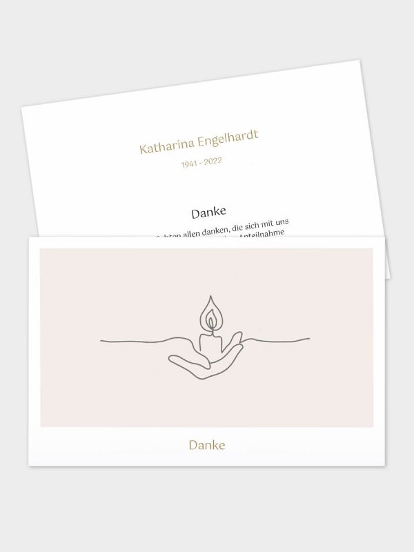 2-seitige Danksagungskarte im klassischen Querformat (178 x 115 mm) | Motiv Kerze in Hand | DKK_2Q_057
