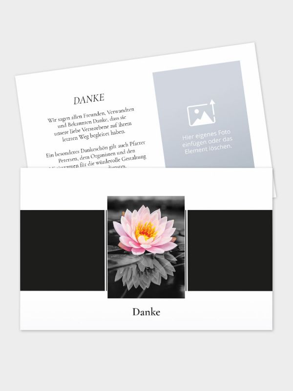 2-seitige Danksagungskarte im klassischen Querformat (178 x 115 mm) | Motiv Seerose | DKK_2Q_060