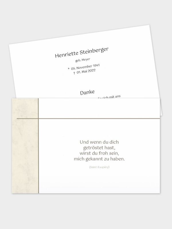 2-seitige Danksagungskarte im klassischen Querformat (178 x 115 mm) | Motiv Marmor | DKK_2Q_065