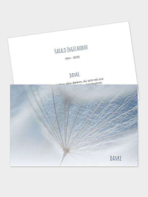 2-seitige Danksagungskarte im klassischen Querformat (178 x 115 mm) | Motiv Zarte Pusteblume | DKK_2Q_081