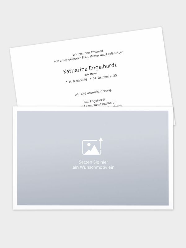 2-seitige Trauerkarte im klassischen Querformat (178 x 115 mm) | Freies Design | TKK_2Q_029