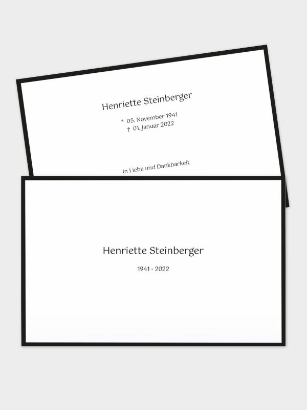 2-seitige Trauerkarte im klassischen Querformat (178 x 115 mm) | Motiv Trauerkontur (fein) | TKK_2Q_015